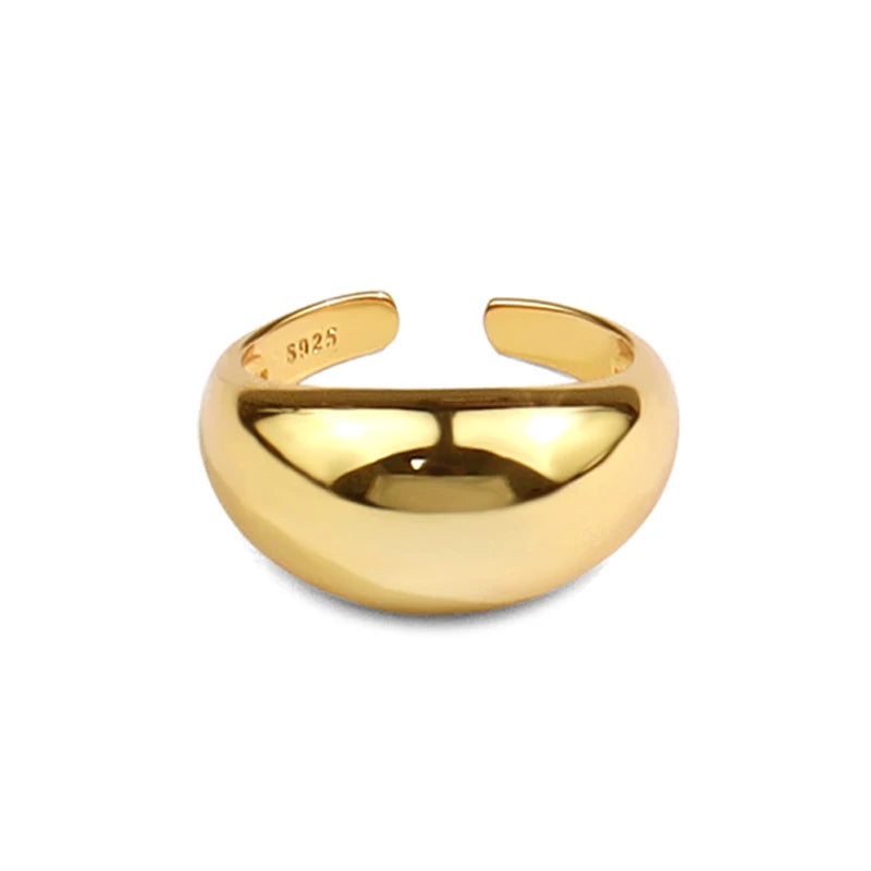 925 Sterling Silver Ring for Women Men Smooth Geometric Finger Ring Adjustable Party Jewelry Wholesale