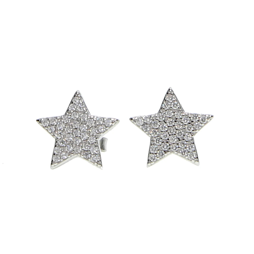100% 925 Sterling Silver one Star Stud Earrings For Women paved CZ Prevent Allergy Brincos pendientes mujer moda 2019 Brincos