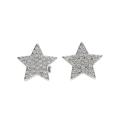 100% 925 Sterling Silver one Star Stud Earrings For Women paved CZ Prevent Allergy Brincos pendientes mujer moda 2019 Brincos