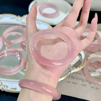 High ice cherry blossom powder chalcedony bracelet ice transparent powder agate jade bracelet pink agate chalcedony fine