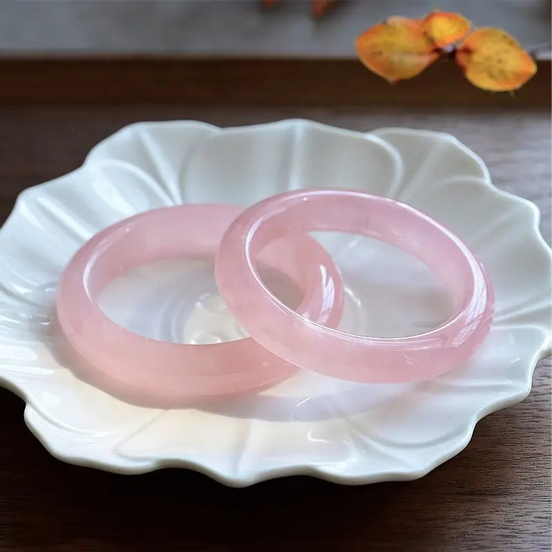 High ice cherry blossom powder chalcedony bracelet ice transparent powder agate jade bracelet pink agate chalcedony fine